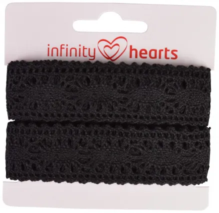 Infinity Hearts Spetsband Polyester 25mm 11 Svart - 5m