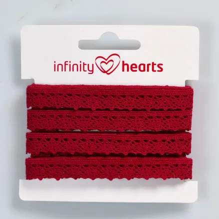Infinity Hearts Spetsband Polyester 11mm 10 Vinröd - 5m