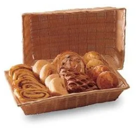 Brödkorg, rektangulär, ljusbrun plastfläta, 41x28x8 cm