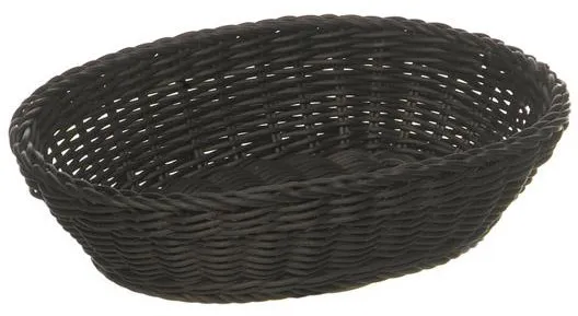 Brödkorg, oval, svart plastfläta, 25x19xH6,5 cm