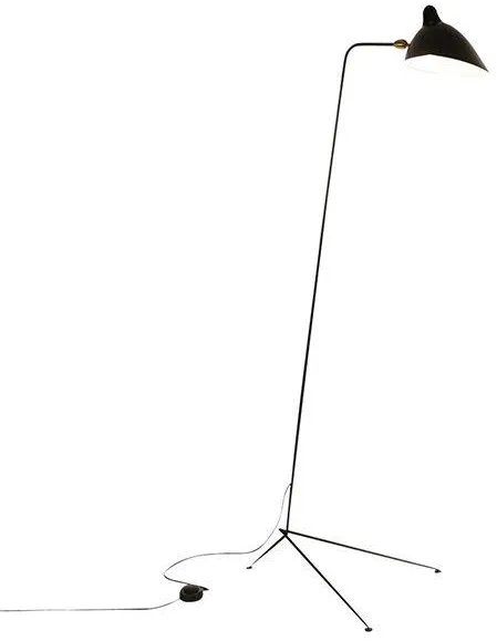 Serge Mouille Lampadaire 1 Droit Golvlampa Svart & Mässing